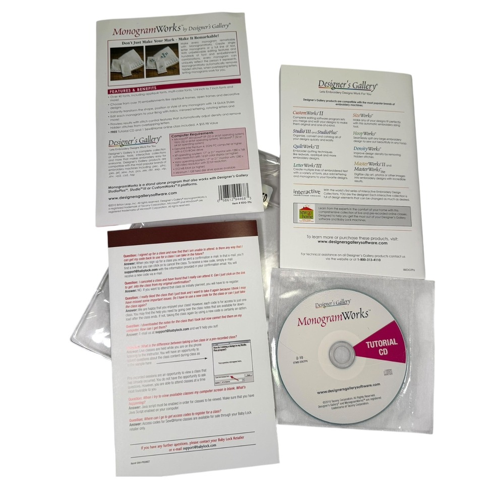 Designer's Gallery MonogramWorks Embroidery Software Windows CD User Guide Set - Picture 5 of 5